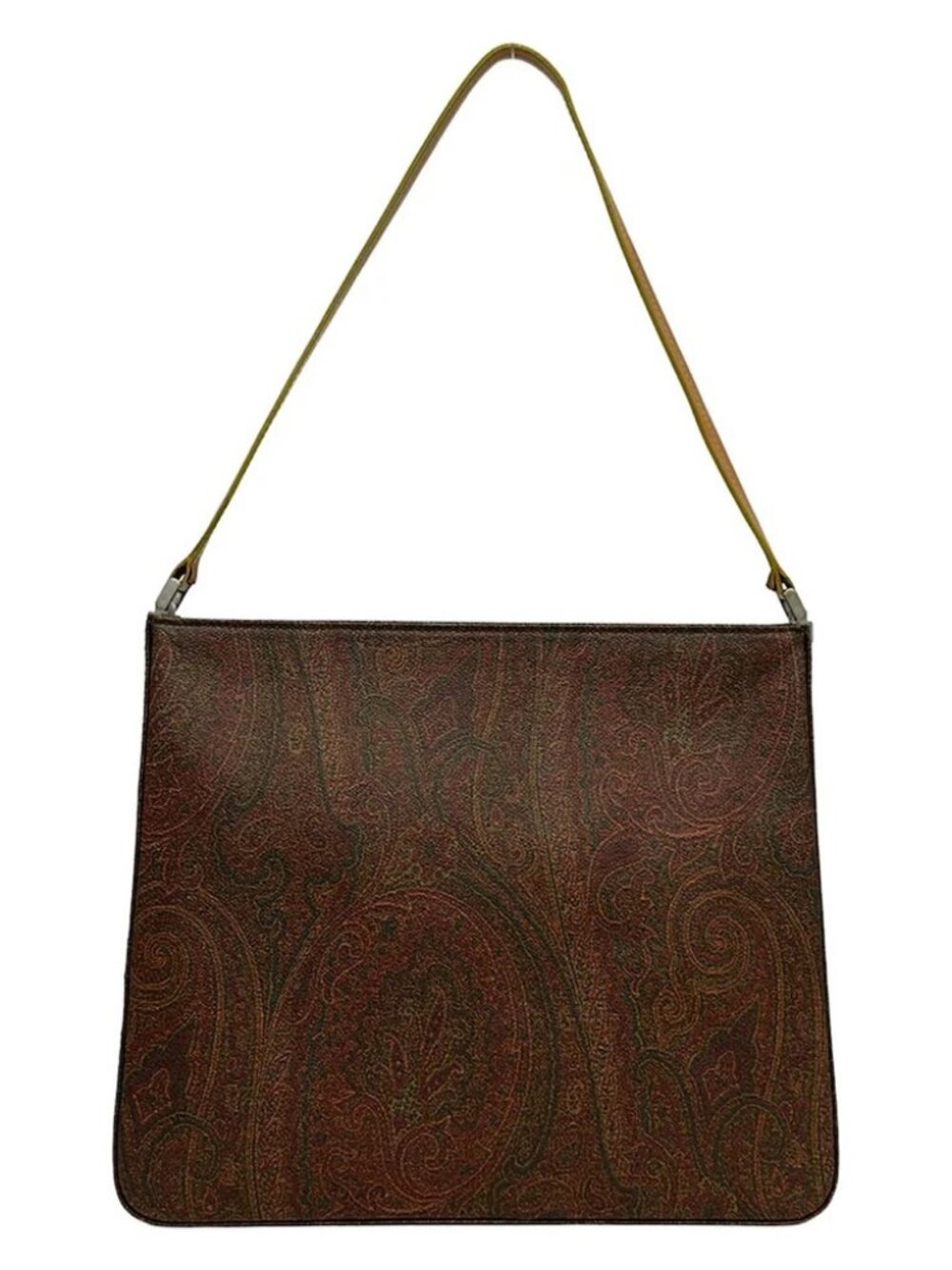 ETRO Bordeaux Light Brown Green PVC Leather Shoulder Bag